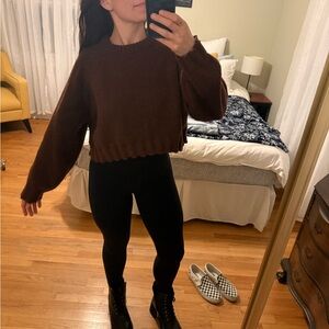 SHEIN Chocolate Brown Cropped Sweater